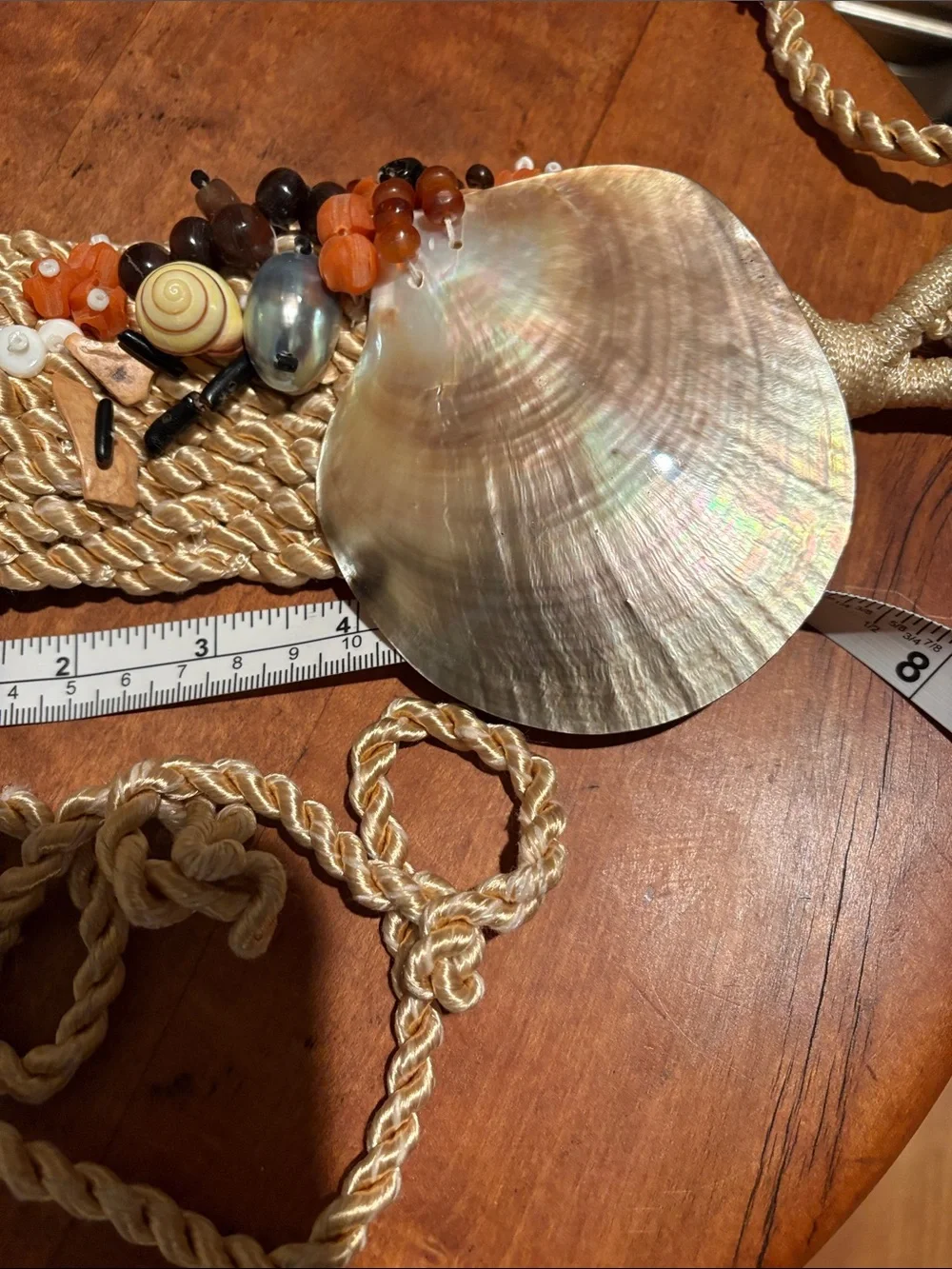 Handmade Shell & Bead Macramé Belt in Natural Ivory